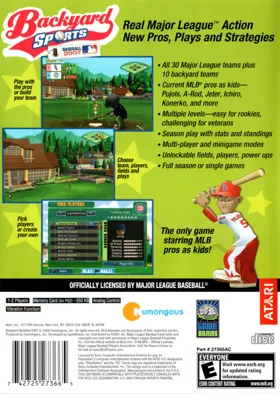 Backyard Sports - Baseball 2007 box cover back